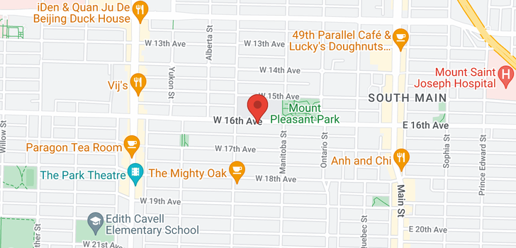 map of 156 W 16TH AVENUE